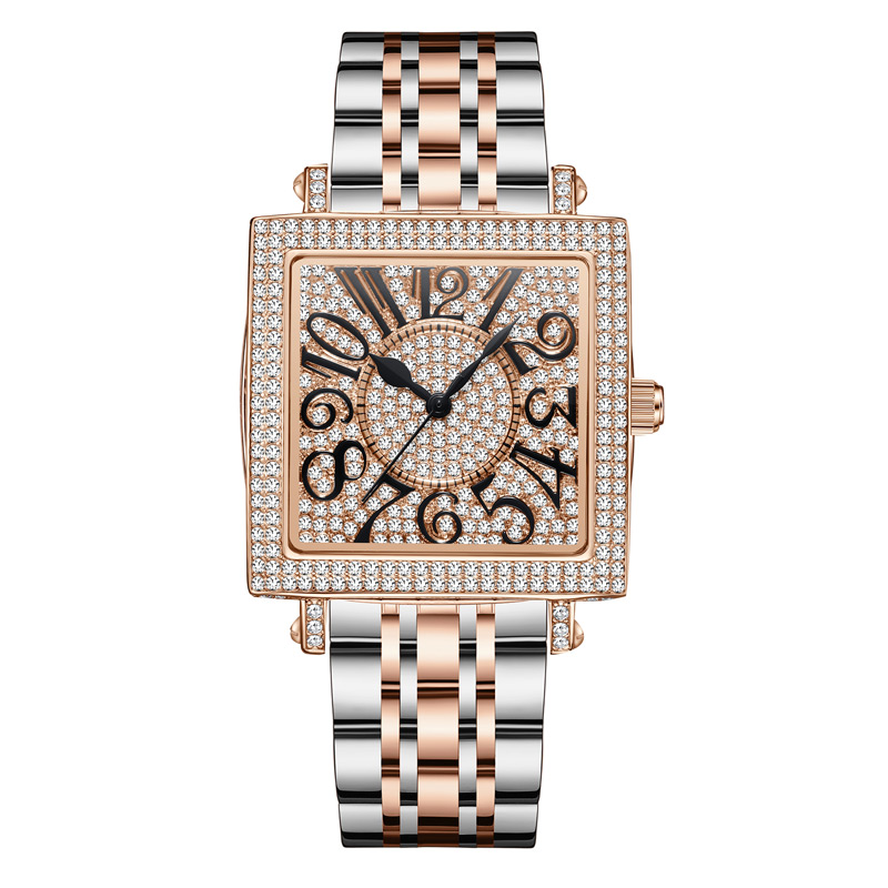Luxury Watch Top 10 - ساعة يد نسائية كوارتز كريستالية مربعة