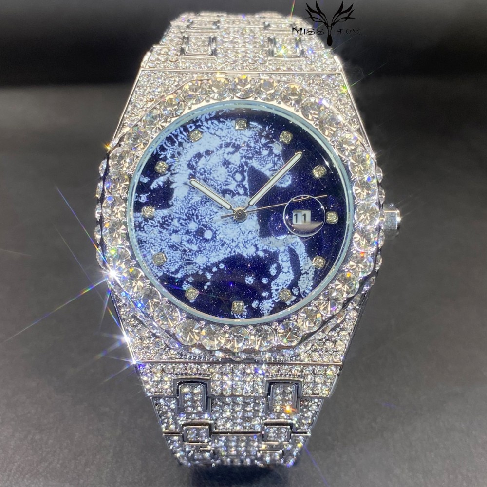 Luxury Watch Iceberg - ساعة يد رجالية كوارتز هيب هوب