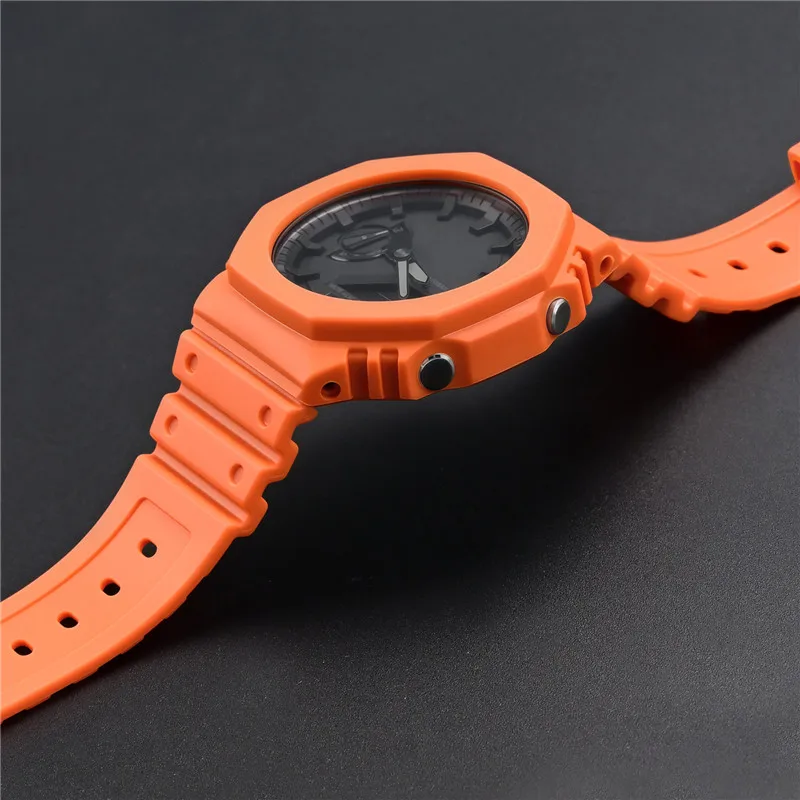 حزام ساعة مطاطي مع إطار وغطاء  - مراجعة Casio Watch G-Shock Ga-2100 وسعره